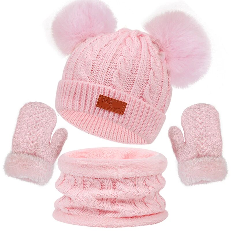 Winterset Mütze, Schal, Handschuhe Set babyparadies Rosa Einzel 